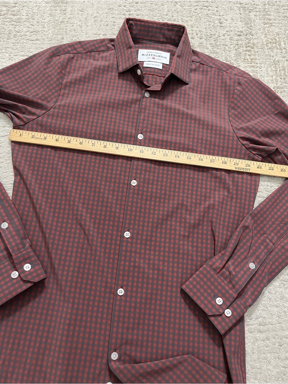 Mizzen + Main Leeward Collection stretch Button Down Checkered Shirt - Picture 3 of 7